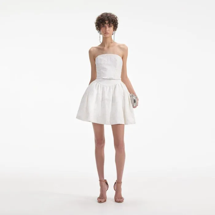 Self Portrait Dresses Cream Lace Bandeau Mini Dress 8211 Women