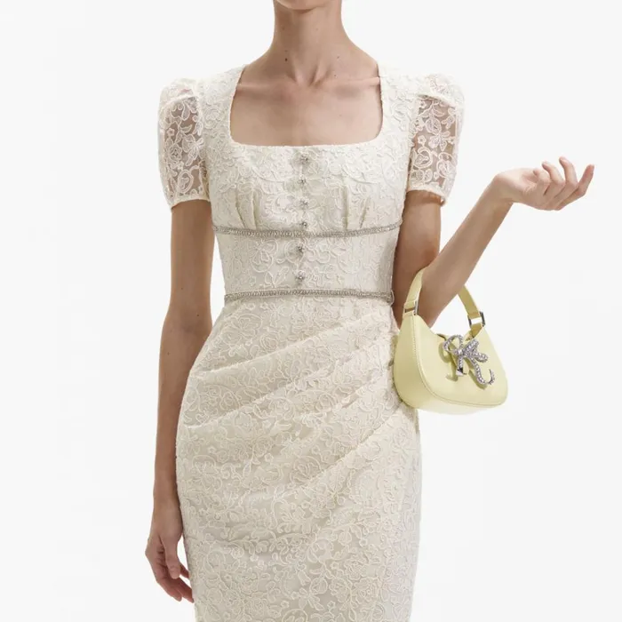Self Portrait Dresses Cream Lace Diamante Midi Dress 8211 Women Self Portrait Dresses Cream Lace Diamante Midi Dress 8211 Women