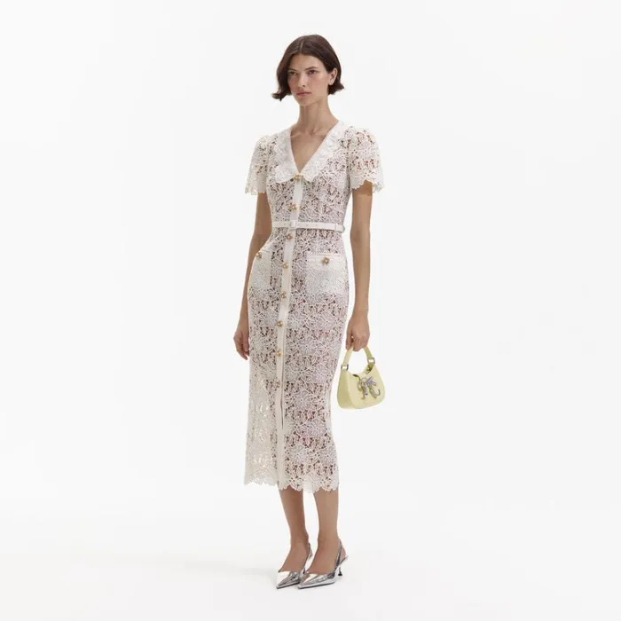 Self Portrait Dresses Cream Lace Midi Dress 8211 Women Self Portrait Dresses Cream Lace Midi Dress 8211 Women
