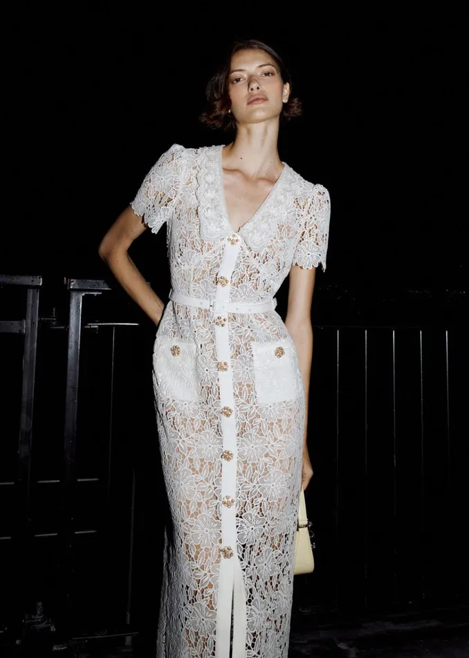 Self Portrait Dresses Cream Lace Midi Dress 8211 Women Self Portrait Dresses Cream Lace Midi Dress 8211 Women