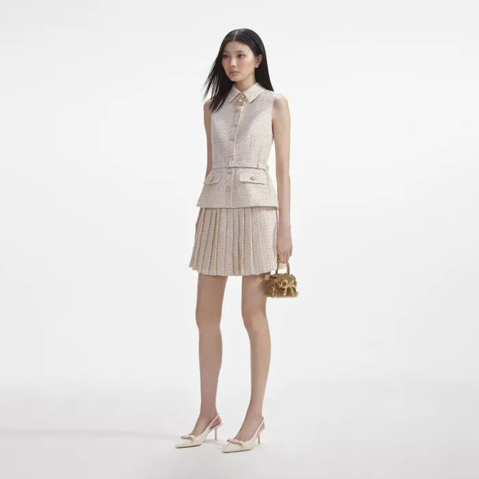 Self Portrait Dresses Cream Metallic Boucle Tailored Mini Dress 8211 Women Self Portrait Dresses Cream Metallic Boucle Tailored Mini Dress 8211 Women
