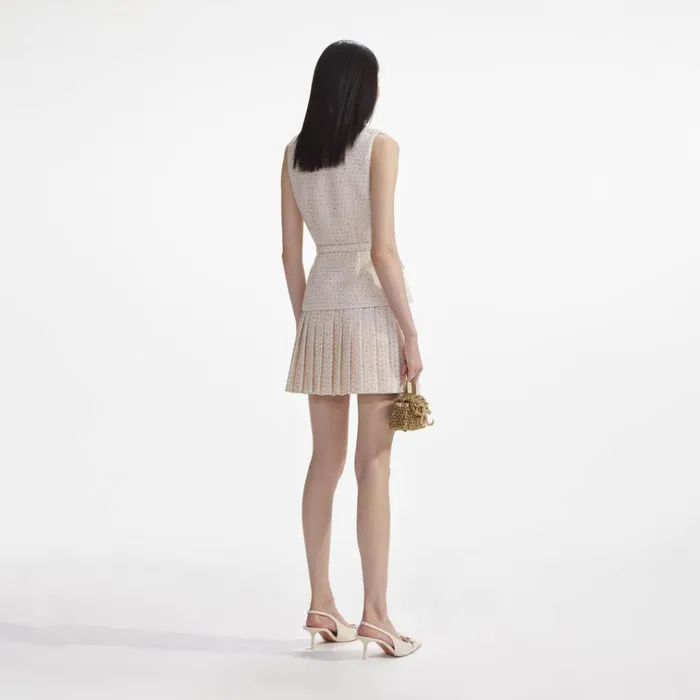 Self Portrait Dresses Cream Metallic Boucle Tailored Mini Dress 8211 Women Self Portrait Dresses Cream Metallic Boucle Tailored Mini Dress 8211 Women