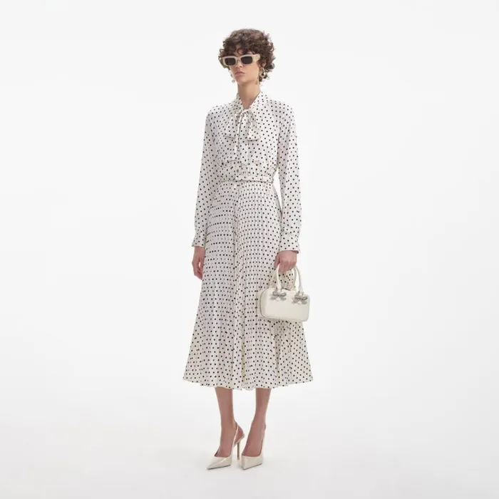 Self Portrait Dresses Cream Polka Dot Satin Midi Dress 8211 Women Self Portrait Dresses Cream Polka Dot Satin Midi Dress 8211 Women