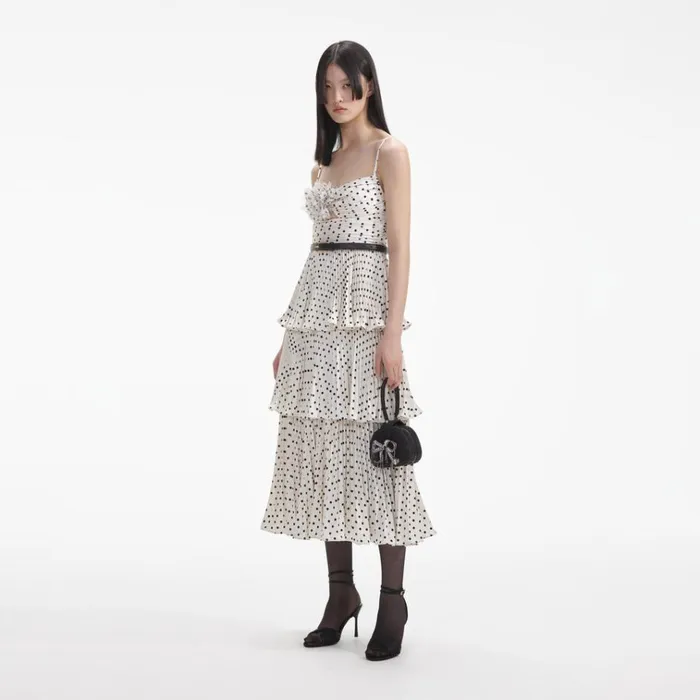 Self Portrait Dresses Cream Polka Dot Tiered Midi Dress 8211 Women Self Portrait Dresses Cream Polka Dot Tiered Midi Dress 8211 Women