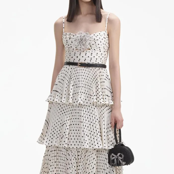 Self Portrait Dresses Cream Polka Dot Tiered Midi Dress 8211 Women Self Portrait Dresses Cream Polka Dot Tiered Midi Dress 8211 Women