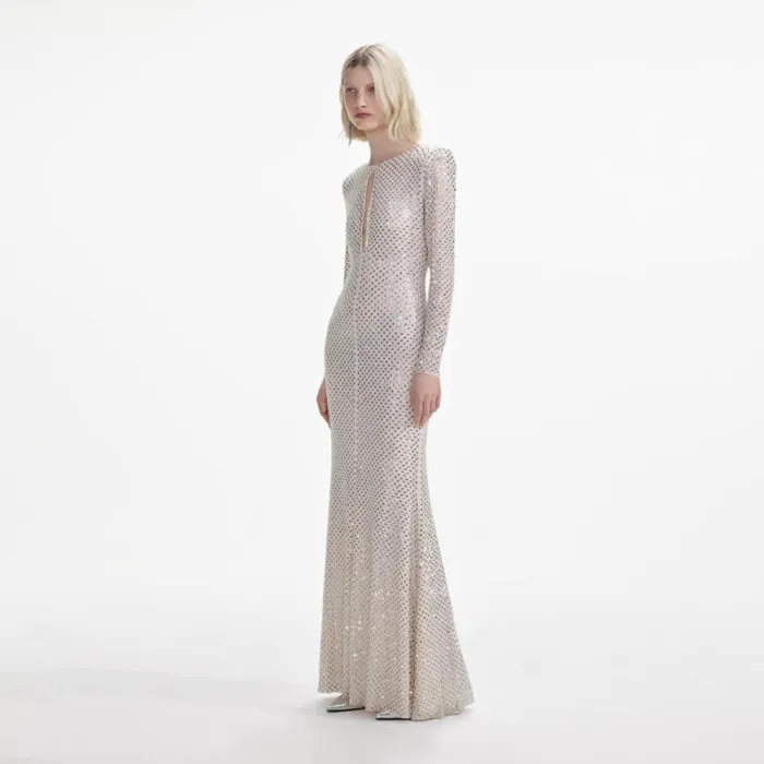 Self Portrait Dresses Cream Rhinestone Keyhole Maxi Dress 8211 Women Self Portrait Dresses Cream Rhinestone Keyhole Maxi Dress 8211 Women