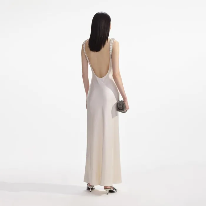 Self Portrait Dresses Cream Satin Diamante Bralette Maxi Dress 8211 Women Self Portrait Dresses Cream Satin Diamante Bralette Maxi Dress 8211 Women