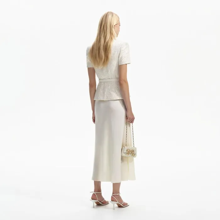 Self Portrait Dresses Cream Sequin Boucle Midi Dress 8211 Women Self Portrait Dresses Cream Sequin Boucle Midi Dress 8211 Women
