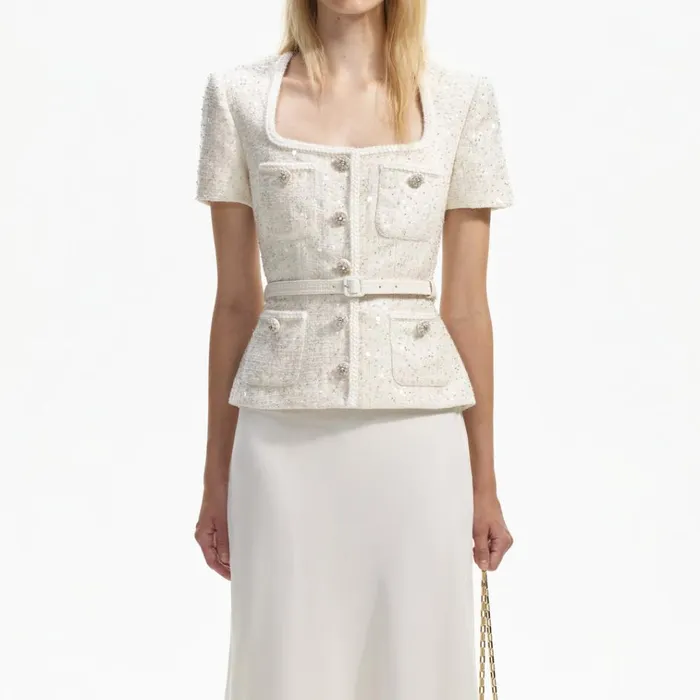 Self Portrait Dresses Cream Sequin Boucle Midi Dress 8211 Women Self Portrait Dresses Cream Sequin Boucle Midi Dress 8211 Women