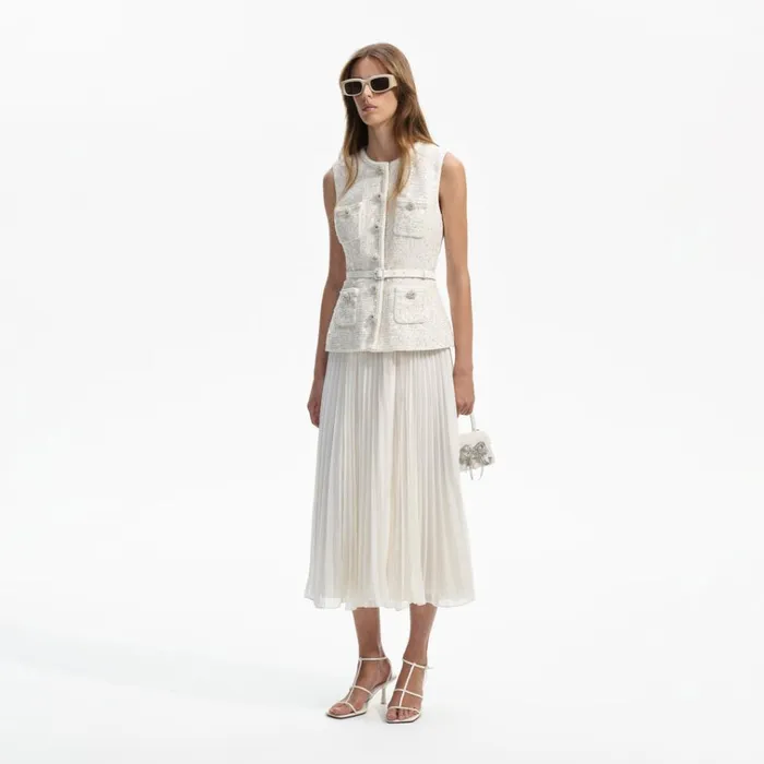 Self Portrait Dresses Cream Sequin Boucle Tailored Midi Dress 8211 Women Self Portrait Dresses Cream Sequin Boucle Tailored Midi Dress 8211 Women