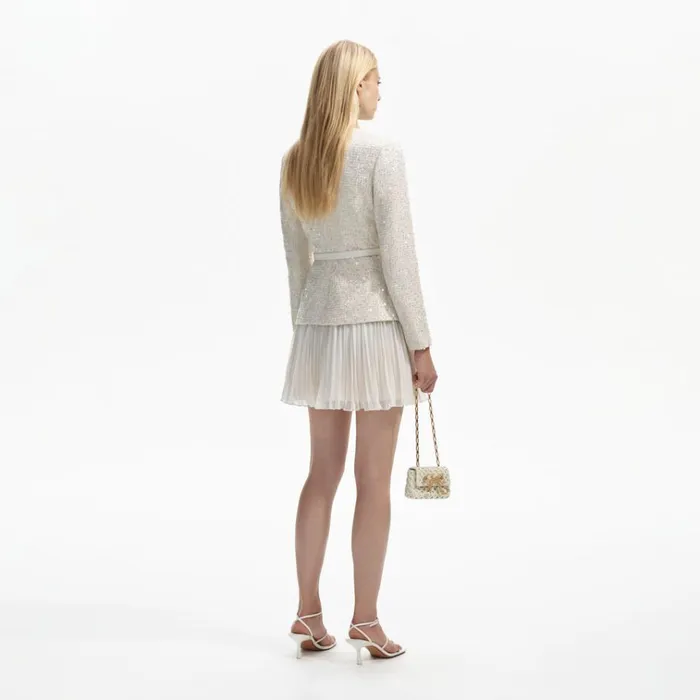 Self Portrait Dresses Cream Sequin Boucle Tailored Mini Dress 8211 Women Self Portrait Dresses Cream Sequin Boucle Tailored Mini Dress 8211 Women