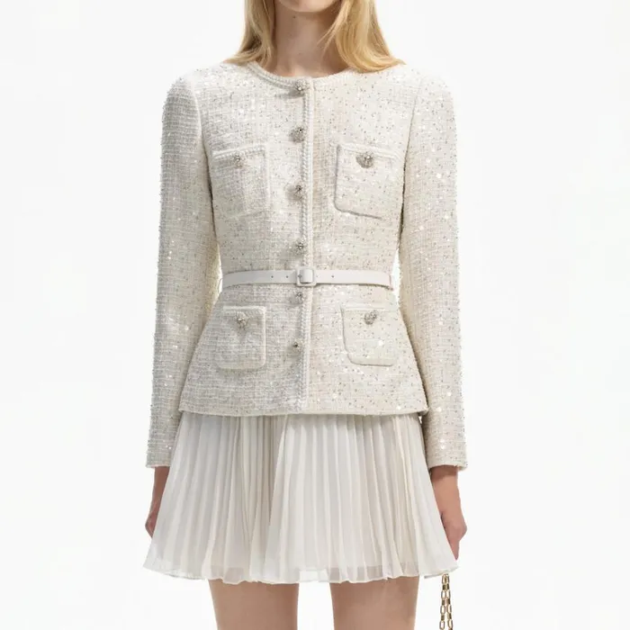 Self Portrait Dresses Cream Sequin Boucle Tailored Mini Dress 8211 Women Self Portrait Dresses Cream Sequin Boucle Tailored Mini Dress 8211 Women