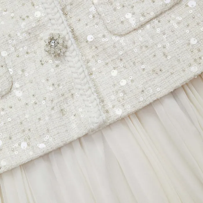 Self Portrait Dresses Cream Sequin Boucle Tailored Mini Dress 8211 Women Self Portrait Dresses Cream Sequin Boucle Tailored Mini Dress 8211 Women