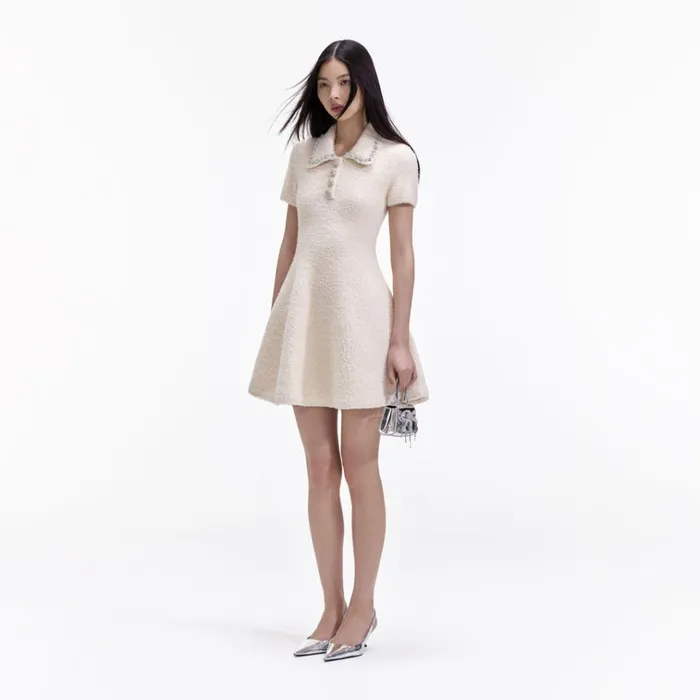 Self Portrait Dresses Cream Soft Knit Mini Dress 8211 Women Self Portrait Dresses Cream Soft Knit Mini Dress 8211 Women