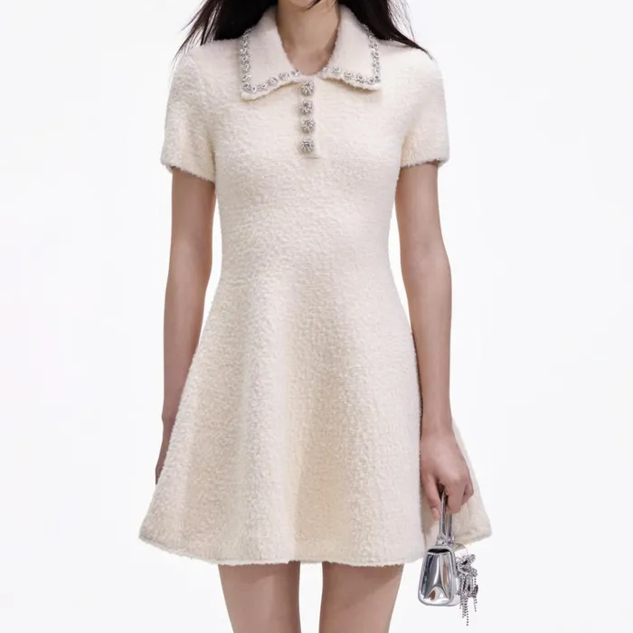 Self Portrait Dresses Cream Soft Knit Mini Dress 8211 Women Self Portrait Dresses Cream Soft Knit Mini Dress 8211 Women