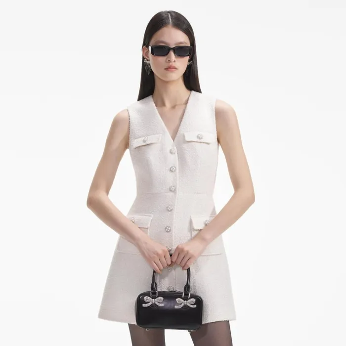 Self Portrait Dresses Cream Tinsel Boucle Buttoned Mini Dress 8211 Women Self Portrait Dresses Cream Tinsel Boucle Buttoned Mini Dress 8211 Women
