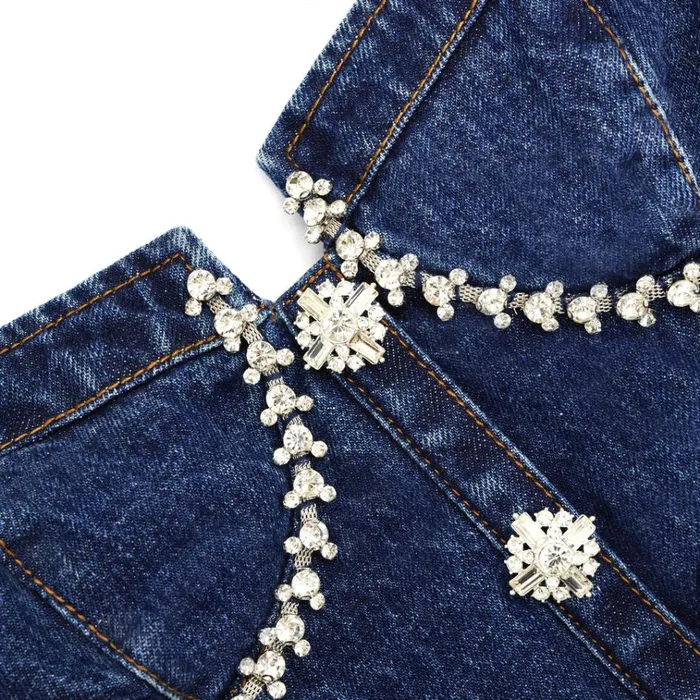 Self Portrait Dresses Diamante Denim Flared Mini Dress 8211 Women Self Portrait Dresses Diamante Denim Flared Mini Dress 8211 Women