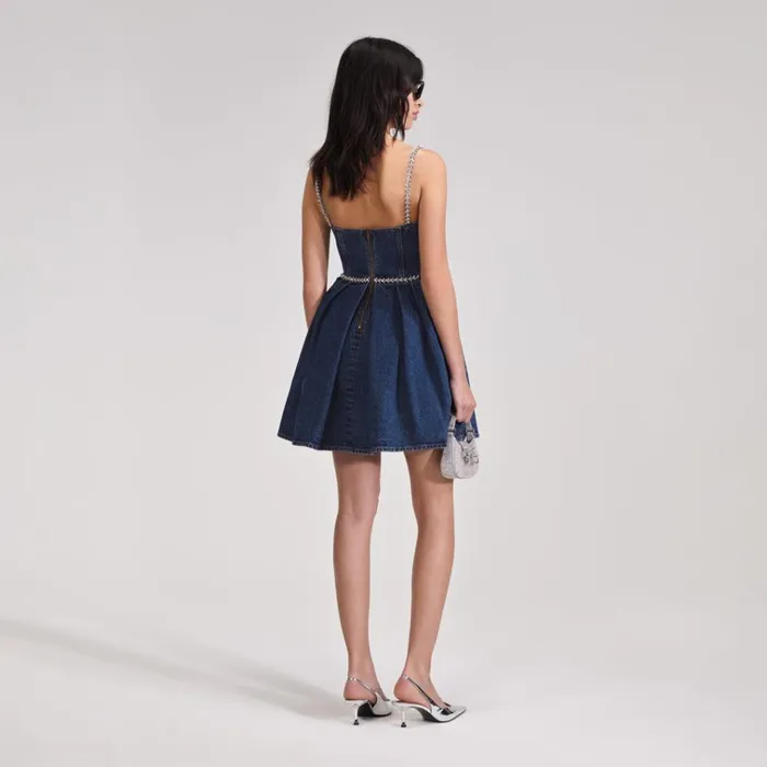 Self Portrait Dresses Diamante Detail Denim Mini Dress 8211 Women Self Portrait Dresses Diamante Detail Denim Mini Dress 8211 Women