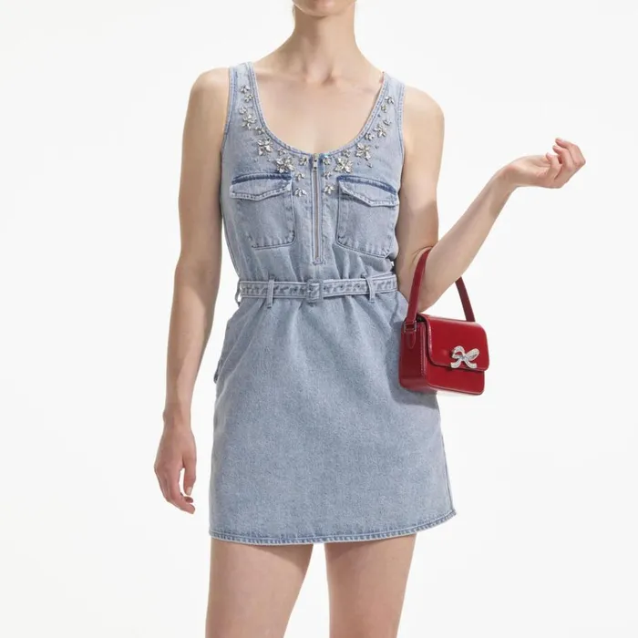 Self Portrait Dresses Embellished Denim Mini Dress 8211 Women Self Portrait Dresses Embellished Denim Mini Dress 8211 Women