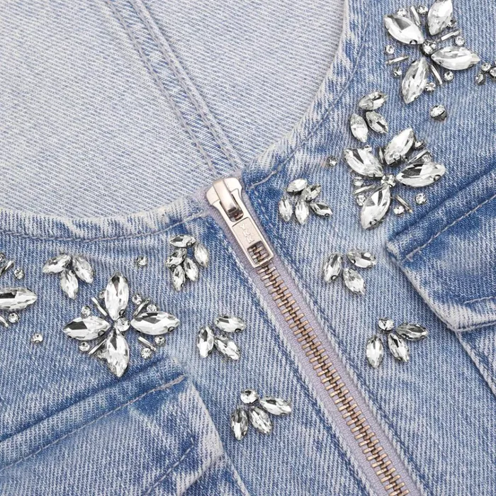 Self Portrait Dresses Embellished Denim Mini Dress 8211 Women Self Portrait Dresses Embellished Denim Mini Dress 8211 Women
