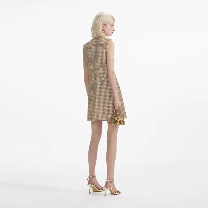 Self Portrait Dresses Gold Boucle Embellished Mini Dress 8211 Women Self Portrait Dresses Gold Boucle Embellished Mini Dress 8211 Women
