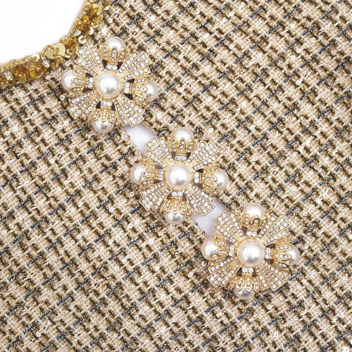 Self Portrait Dresses Gold Boucle Embellished Mini Dress 8211 Women Self Portrait Dresses Gold Boucle Embellished Mini Dress 8211 Women