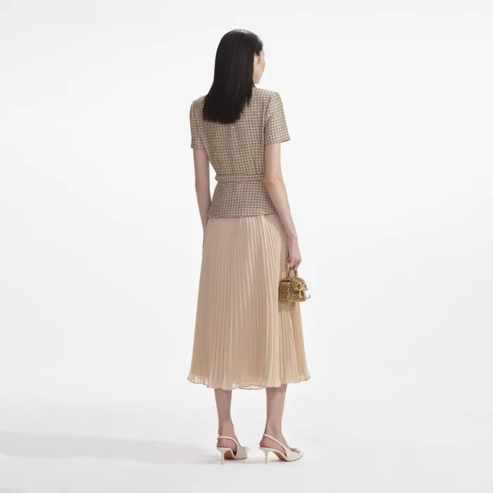 Self Portrait Dresses Gold Boucle Midi Dress 8211 Women Self Portrait Dresses Gold Boucle Midi Dress 8211 Women