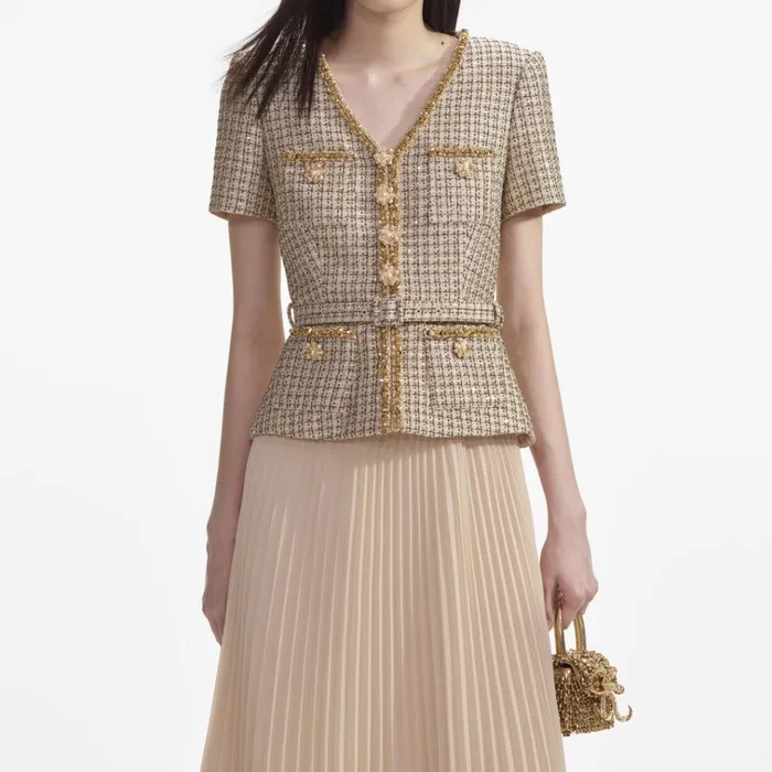 Self Portrait Dresses Gold Boucle Midi Dress 8211 Women Self Portrait Dresses Gold Boucle Midi Dress 8211 Women