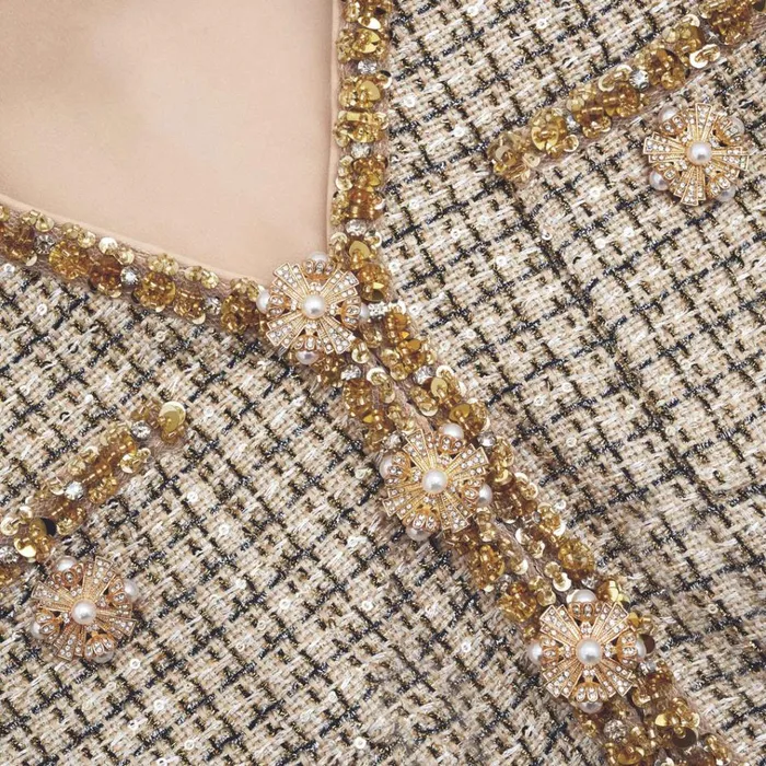 Self Portrait Dresses Gold Boucle Midi Dress 8211 Women Self Portrait Dresses Gold Boucle Midi Dress 8211 Women