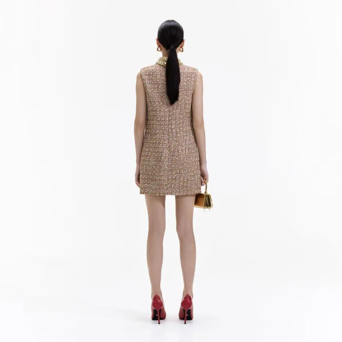 Self Portrait Dresses Gold Tinsel Boucle Embellished Mini Dress 8211 Women Self Portrait Dresses Gold Tinsel Boucle Embellished Mini Dress 8211 Women