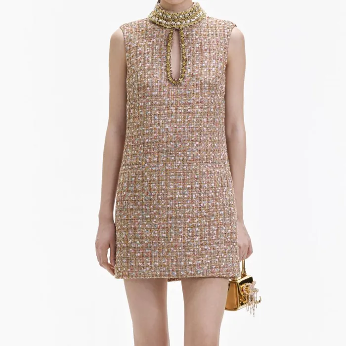 Self Portrait Dresses Gold Tinsel Boucle Embellished Mini Dress 8211 Women Self Portrait Dresses Gold Tinsel Boucle Embellished Mini Dress 8211 Women