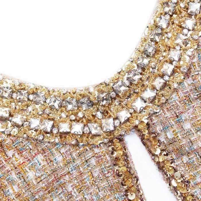Self Portrait Dresses Gold Tinsel Boucle Embellished Mini Dress 8211 Women Self Portrait Dresses Gold Tinsel Boucle Embellished Mini Dress 8211 Women