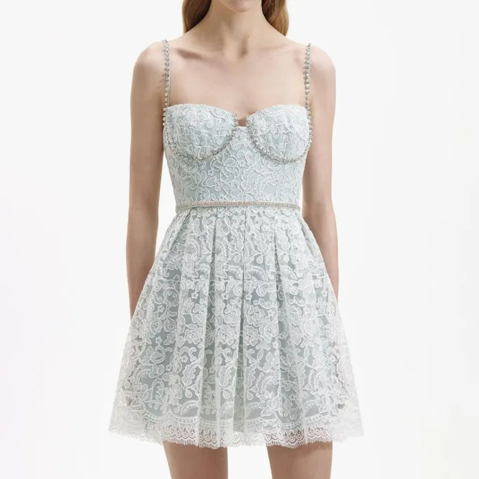 Self Portrait Dresses Green Cord Lace Mini Dress 8211 Women Self Portrait Dresses Green Cord Lace Mini Dress 8211 Women