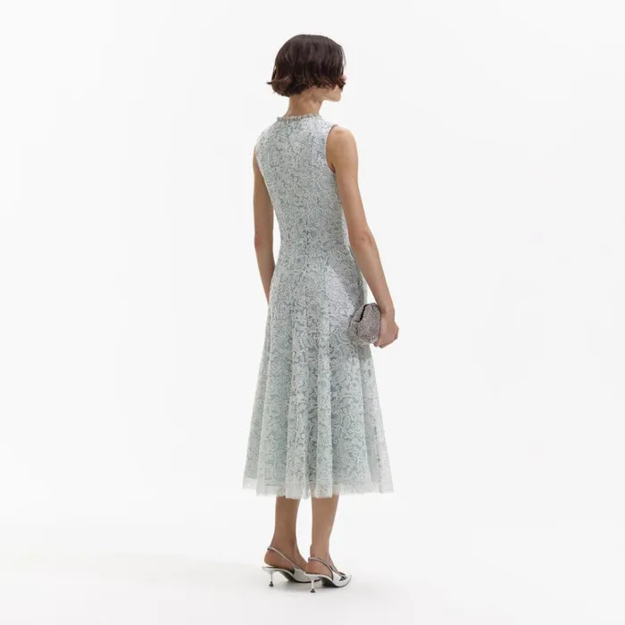 Self Portrait Dresses Green Cord Lace Round Neck Midi Dress 8211 Women Self Portrait Dresses Green Cord Lace Round Neck Midi Dress 8211 Women