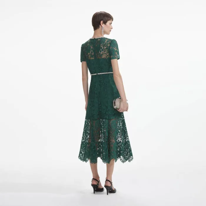 Self Portrait Dresses Green Lace Diamante Bow Midi Dress 8211 Women Self Portrait Dresses Green Lace Diamante Bow Midi Dress 8211 Women