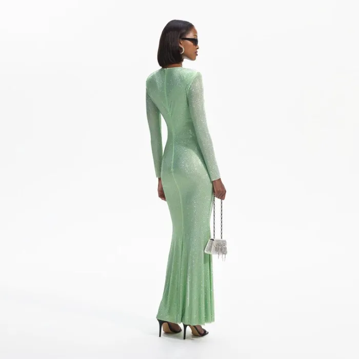 Self Portrait Dresses Green Rhinestone Mesh Maxi Dress 8211 Women Self Portrait Dresses Green Rhinestone Mesh Maxi Dress 8211 Women