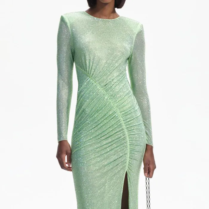 Self Portrait Dresses Green Rhinestone Mesh Maxi Dress 8211 Women Self Portrait Dresses Green Rhinestone Mesh Maxi Dress 8211 Women