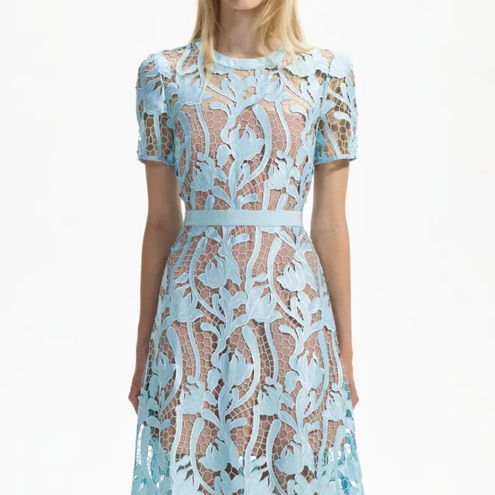 Self Portrait Dresses Light Blue Lace Midi Dress 8211 Women Self Portrait Dresses Light Blue Lace Midi Dress 8211 Women