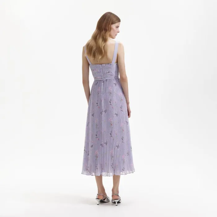 Self Portrait Dresses Lilac Floral Chiffon Midi Dress 8211 Women Self Portrait Dresses Lilac Floral Chiffon Midi Dress 8211 Women