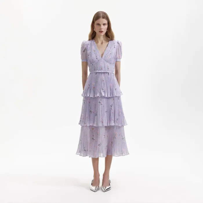 Self Portrait Dresses Lilac Floral Midi Dress 8211 Women