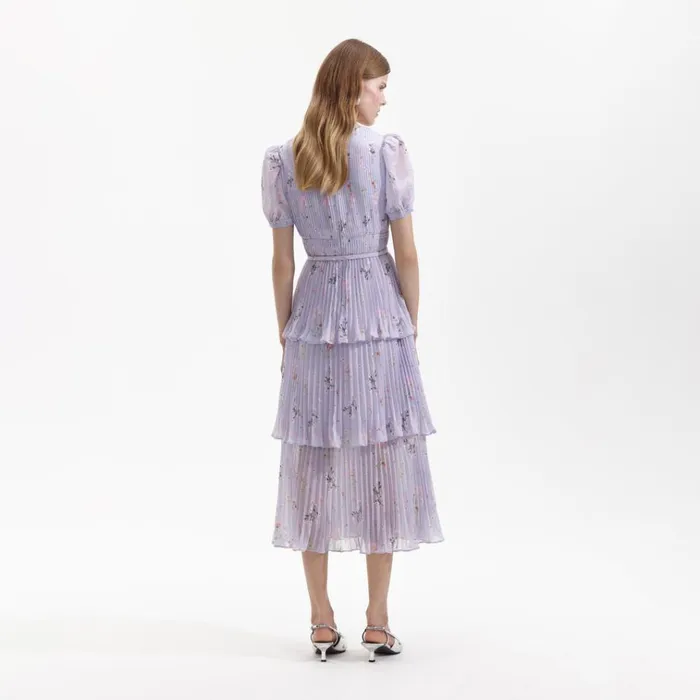 Self Portrait Dresses Lilac Floral Midi Dress 8211 Women Self Portrait Dresses Lilac Floral Midi Dress 8211 Women
