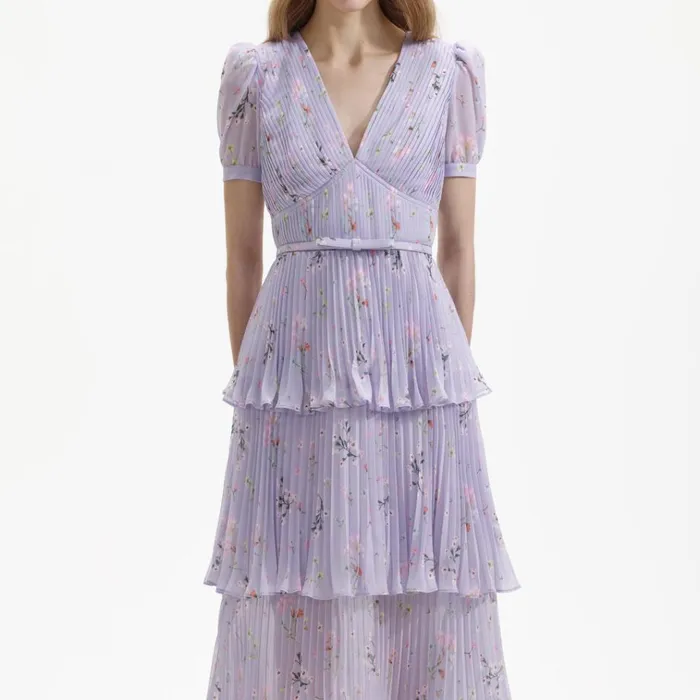 Self Portrait Dresses Lilac Floral Midi Dress 8211 Women Self Portrait Dresses Lilac Floral Midi Dress 8211 Women