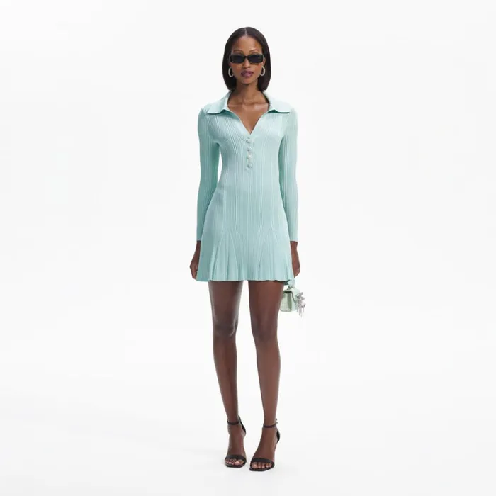 Self Portrait Dresses Mint Stitch Knit Skater Mini Dress 8211 Women