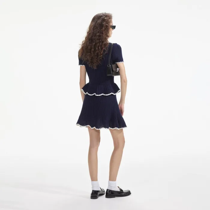 Self Portrait Dresses Navy Crochet Flared Mini Dress 8211 Women Self Portrait Dresses Navy Crochet Flared Mini Dress 8211 Women