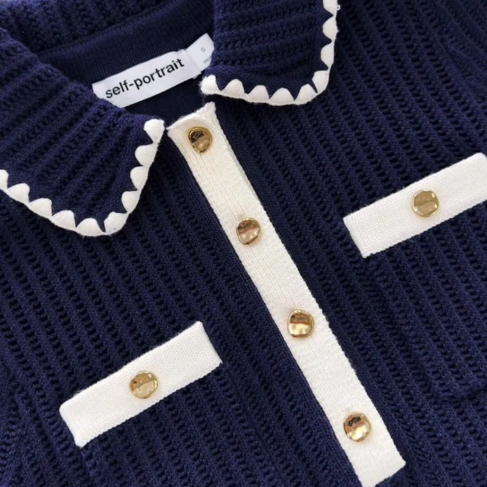 Self Portrait Dresses Navy Crochet Flared Mini Dress 8211 Women Self Portrait Dresses Navy Crochet Flared Mini Dress 8211 Women
