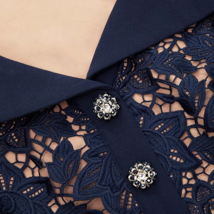 Self Portrait Dresses Navy Lace Open Neck Midi Dress 8211 Women Self Portrait Dresses Navy Lace Open Neck Midi Dress 8211 Women