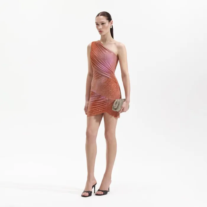 Self Portrait Dresses Orange Rhinestone Mini Dress 8211 Women Self Portrait Dresses Orange Rhinestone Mini Dress 8211 Women