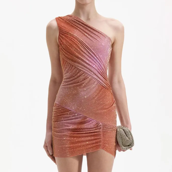 Self Portrait Dresses Orange Rhinestone Mini Dress 8211 Women Self Portrait Dresses Orange Rhinestone Mini Dress 8211 Women