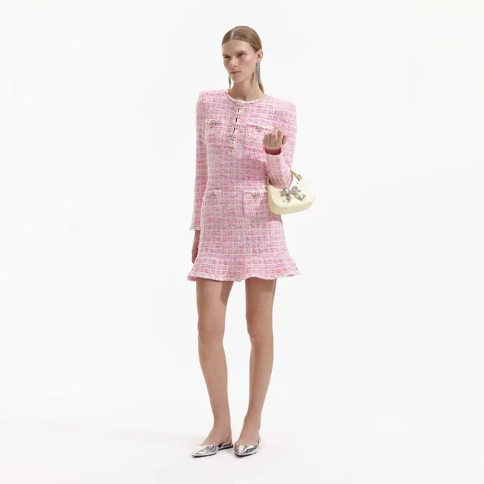 Self Portrait Dresses Pink Check Knit Mini Dress 8211 Women Self Portrait Dresses Pink Check Knit Mini Dress 8211 Women