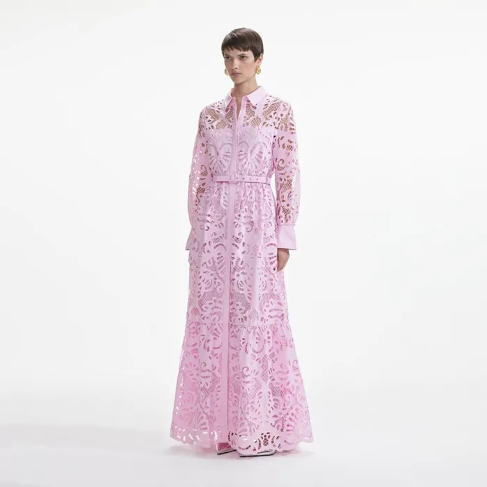 Self Portrait Dresses Pink Cotton Lace Maxi Dress 8211 Women Self Portrait Dresses Pink Cotton Lace Maxi Dress 8211 Women